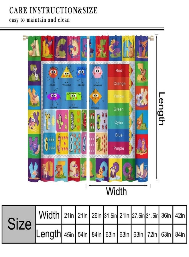 YCness Alphabet ABC Kids Curtains Rod Pocket Colorful Cartoon Animal Learning Window Treatments for Daycare Classroom Educational Nursery Playroom Bedroom Living Room Window Drapes, 42x45 Inch - Image 2